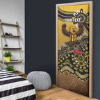 Personalized Hawks Football Mascot Door Cover Aboriginal Dot Art Style Vibrant Indigenous Pattern Design