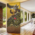 Personalized Hawks Football Mascot Door Cover Aboriginal Dot Art Style Vibrant Indigenous Pattern Design