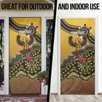 Personalized Hawks Football Mascot Door Cover Aboriginal Dot Art Style Vibrant Indigenous Pattern Design