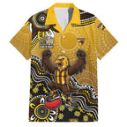 Personalized Hawks Football Mascot Family Matching Summer Maxi Dress and Hawaiian Shirt Aboriginal Dot Art Style Vibrant Indigenous Pattern Design