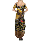 Personalized Hawks Football Mascot Family Matching Summer Maxi Dress and Hawaiian Shirt Aboriginal Dot Art Style Vibrant Indigenous Pattern Design