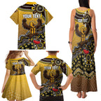 Personalized Hawks Football Mascot Family Matching Tank Maxi Dress and Hawaiian Shirt Aboriginal Dot Art Style Vibrant Indigenous Pattern Design