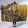 Personalized Hawks Football Mascot Hooded Blanket Aboriginal Dot Art Style Vibrant Indigenous Pattern Design
