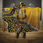 Personalized Hawks Football Mascot Hooded Blanket Aboriginal Dot Art Style Vibrant Indigenous Pattern Design