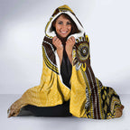 Personalized Hawks Football Mascot Hooded Blanket Aboriginal Dot Art Style Vibrant Indigenous Pattern Design