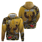 Personalized Hawks Football Mascot Hoodie Aboriginal Dot Art Style Vibrant Indigenous Pattern Design