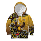Personalized Hawks Football Mascot Kid Hoodie Aboriginal Dot Art Style Vibrant Indigenous Pattern Design