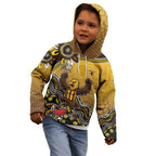 Personalized Hawks Football Mascot Kid Hoodie Aboriginal Dot Art Style Vibrant Indigenous Pattern Design