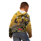 Personalized Hawks Football Mascot Kid Hoodie Aboriginal Dot Art Style Vibrant Indigenous Pattern Design