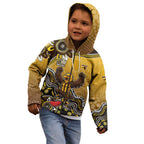Personalized Hawks Football Mascot Kid Hoodie Aboriginal Dot Art Style Vibrant Indigenous Pattern Design