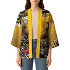 Personalized Hawks Football Mascot Kimono Aboriginal Dot Art Style Vibrant Indigenous Pattern Design