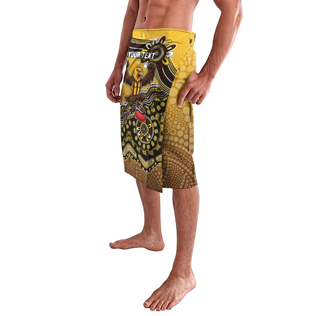 Personalized Hawks Football Mascot Lavalava Aboriginal Dot Art Style Vibrant Indigenous Pattern Design