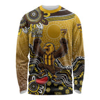 Personalized Hawks Football Mascot Long Sleeve Shirt Aboriginal Dot Art Style Vibrant Indigenous Pattern Design