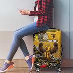 Personalized Hawks Football Mascot Luggage Cover Aboriginal Dot Art Style Vibrant Indigenous Pattern Design