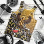 Personalized Hawks Football Mascot Men Tank Top Aboriginal Dot Art Style Vibrant Indigenous Pattern Design