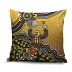 Personalized Hawks Football Mascot Pillow Cover Aboriginal Dot Art Style Vibrant Indigenous Pattern Design