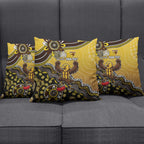 Personalized Hawks Football Mascot Pillow Cover Aboriginal Dot Art Style Vibrant Indigenous Pattern Design