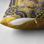Personalized Hawks Football Mascot Pillow Cover Aboriginal Dot Art Style Vibrant Indigenous Pattern Design