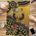 Personalized Hawks Football Mascot Puzzle Aboriginal Dot Art Style Vibrant Indigenous Pattern Design