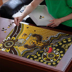 Personalized Hawks Football Mascot Puzzle Aboriginal Dot Art Style Vibrant Indigenous Pattern Design