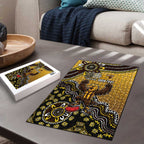 Personalized Hawks Football Mascot Puzzle Aboriginal Dot Art Style Vibrant Indigenous Pattern Design