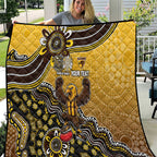 Personalized Hawks Football Mascot Quilt Aboriginal Dot Art Style Vibrant Indigenous Pattern Design