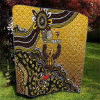 Personalized Hawks Football Mascot Quilt Aboriginal Dot Art Style Vibrant Indigenous Pattern Design