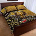 Personalized Hawks Football Mascot Quilt Bed Set Aboriginal Dot Art Style Vibrant Indigenous Pattern Design