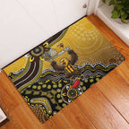 Personalized Hawks Football Mascot Rubber Doormat Aboriginal Dot Art Style Vibrant Indigenous Pattern Design
