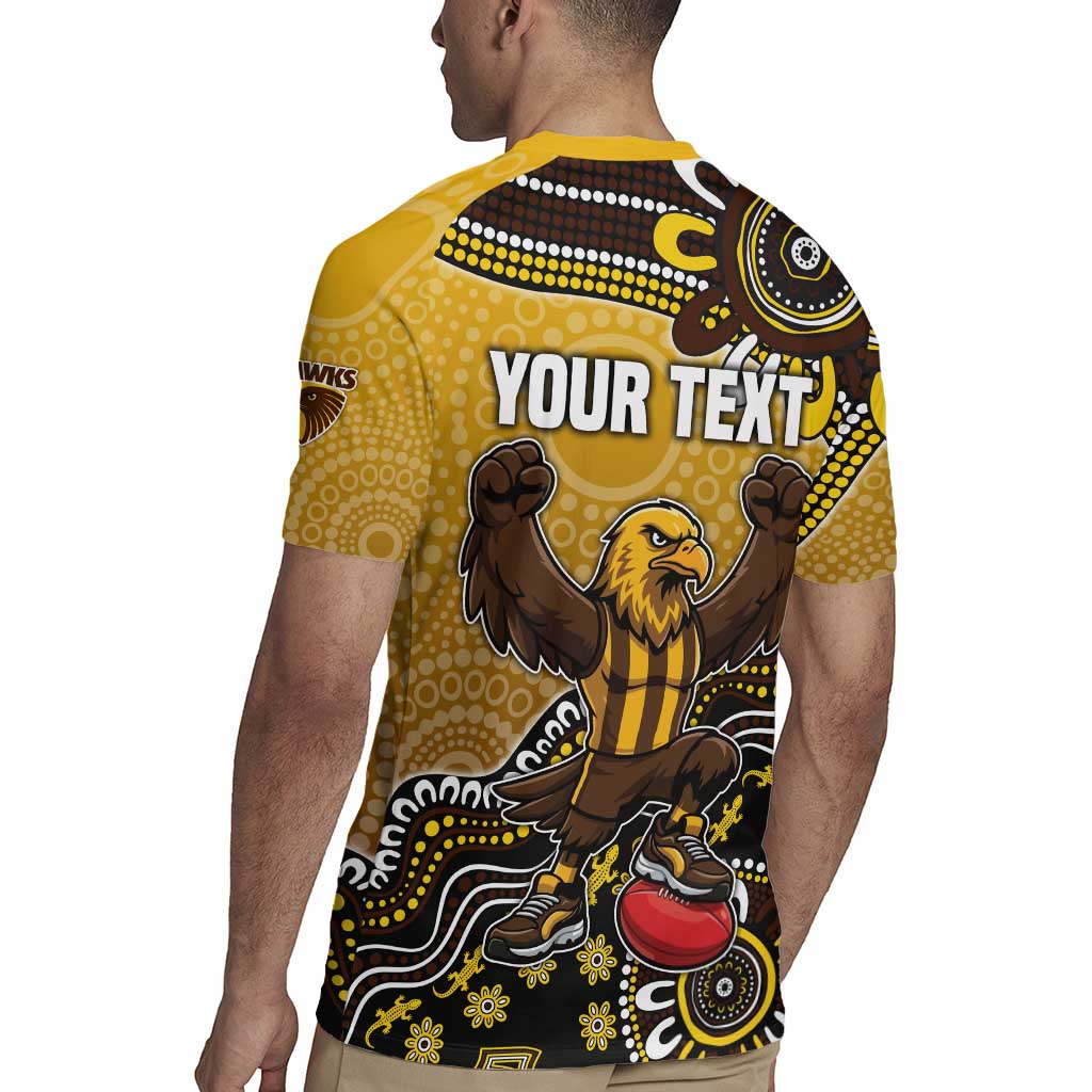 Personalized Hawks Football Mascot Rugby Jersey Aboriginal Dot Art Style Vibrant Indigenous Pattern Design