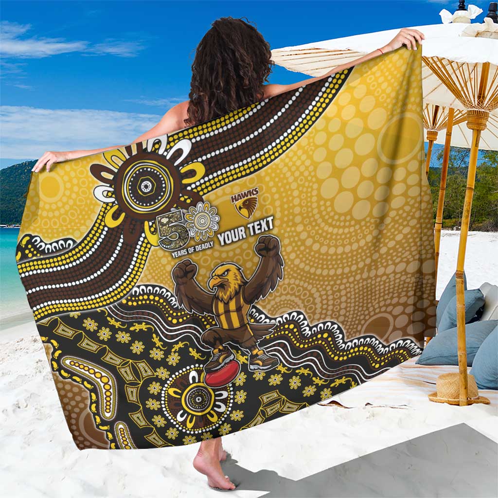 Personalized Hawks Football Mascot Sarong Aboriginal Dot Art Style Vibrant Indigenous Pattern Design