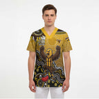 Personalized Hawks Football Mascot Scrub Top Aboriginal Dot Art Style Vibrant Indigenous Pattern Design