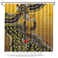 Personalized Hawks Football Mascot Shower Curtain Aboriginal Dot Art Style Vibrant Indigenous Pattern Design