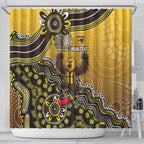 Personalized Hawks Football Mascot Shower Curtain Aboriginal Dot Art Style Vibrant Indigenous Pattern Design