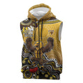 Personalized Hawks Football Mascot Sleeveless Zip Hoodie Aboriginal Dot Art Style Vibrant Indigenous Pattern Design
