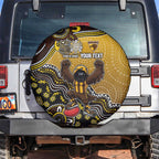 Personalized Hawks Football Mascot Spare Tire Cover Aboriginal Dot Art Style Vibrant Indigenous Pattern Design