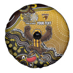 Personalized Hawks Football Mascot Spare Tire Cover Aboriginal Dot Art Style Vibrant Indigenous Pattern Design