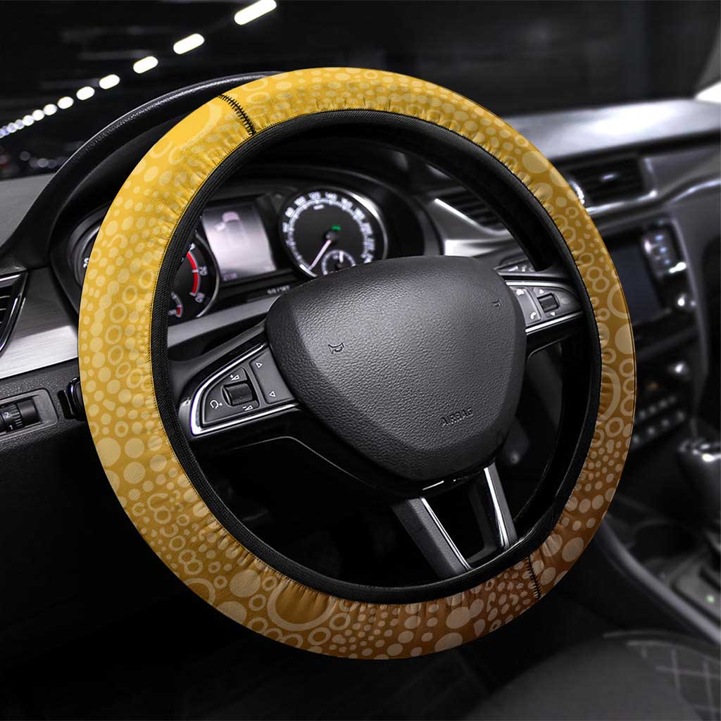 Hawks Football Mascot Steering Wheel Cover Aboriginal Dot Art Style Vibrant Indigenous Pattern Design