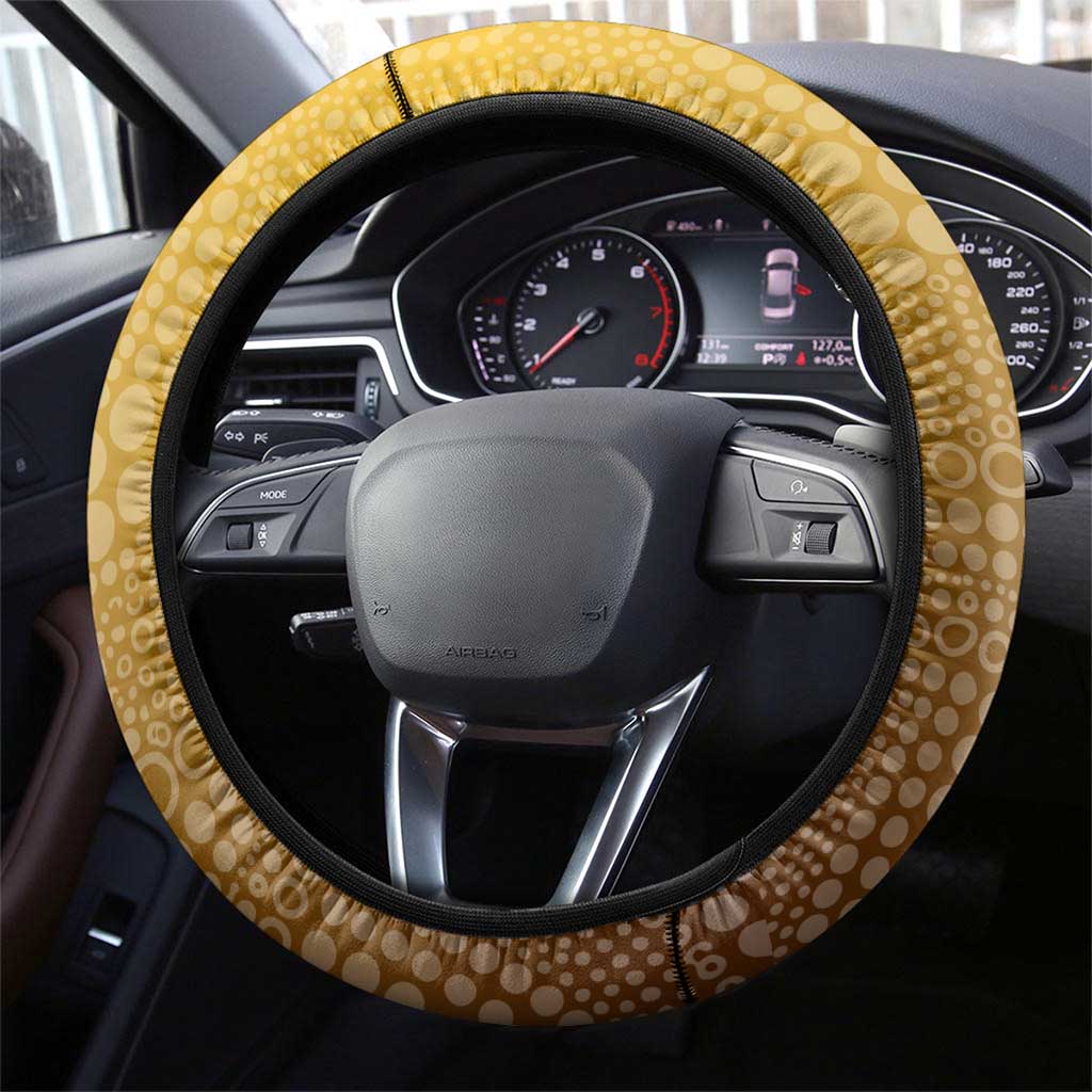 Hawks Football Mascot Steering Wheel Cover Aboriginal Dot Art Style Vibrant Indigenous Pattern Design