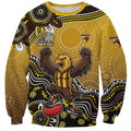 Personalized Hawks Football Mascot Sweatshirt Aboriginal Dot Art Style Vibrant Indigenous Pattern Design