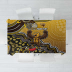 Personalized Hawks Football Mascot Tablecloth Aboriginal Dot Art Style Vibrant Indigenous Pattern Design