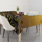 Personalized Hawks Football Mascot Tablecloth Aboriginal Dot Art Style Vibrant Indigenous Pattern Design