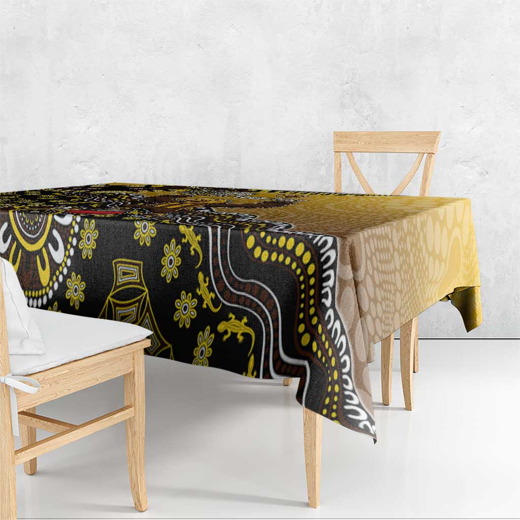 Personalized Hawks Football Mascot Tablecloth Aboriginal Dot Art Style Vibrant Indigenous Pattern Design