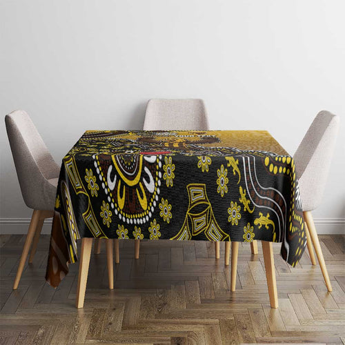Personalized Hawks Football Mascot Tablecloth Aboriginal Dot Art Style Vibrant Indigenous Pattern Design