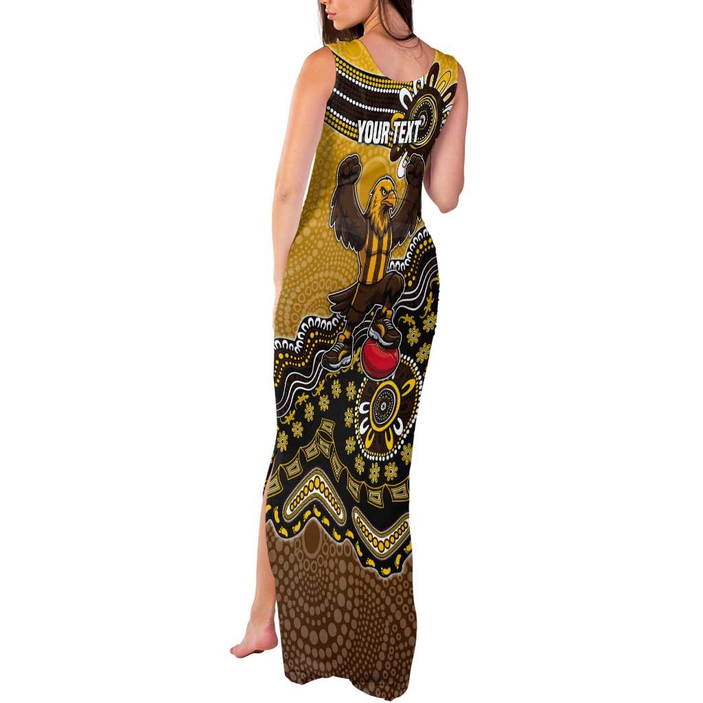 Personalized Hawks Football Mascot Tank Maxi Dress Aboriginal Dot Art Style Vibrant Indigenous Pattern Design