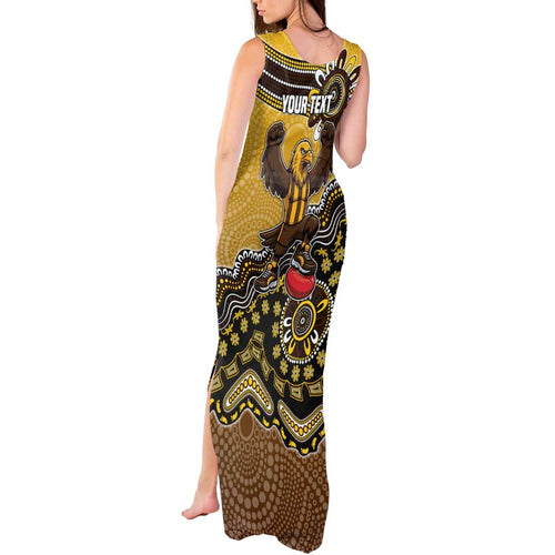 Personalized Hawks Football Mascot Tank Maxi Dress Aboriginal Dot Art Style Vibrant Indigenous Pattern Design