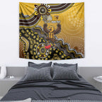 Personalized Hawks Football Mascot Tapestry Aboriginal Dot Art Style Vibrant Indigenous Pattern Design