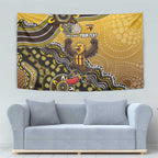 Personalized Hawks Football Mascot Tapestry Aboriginal Dot Art Style Vibrant Indigenous Pattern Design
