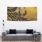 Personalized Hawks Football Mascot Tapestry Aboriginal Dot Art Style Vibrant Indigenous Pattern Design