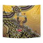 Personalized Hawks Football Mascot Tapestry Aboriginal Dot Art Style Vibrant Indigenous Pattern Design